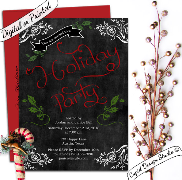 Rustic-Chalkboard-christmas-office-holiday-party-invitation - Cupid ...
