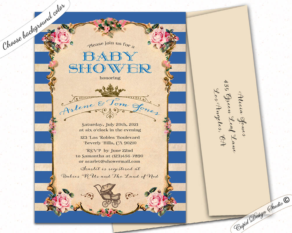 Royal Carriage Hand-drawn Wedding Invitation Suite Printable or Printed
